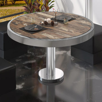 BML | Mesa Bistro lounge | Ø:H 70 x 41 cm | Vintage Old / acero inoxidable