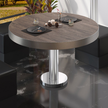 BML | Mesa de salón bistro | Ø:H 50 x 41 cm | Wenge claro / acero inoxidable