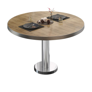 BML | Mesa de salón bistro | Ø:H 60 x 39 cm | roble / acero inoxidable