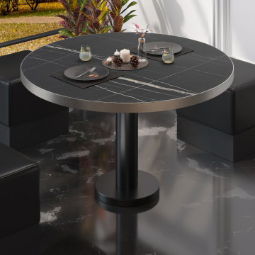 BML | Mesa de salón bistro | Ø:H 70 x 38,5 cm | mármol negro / negro