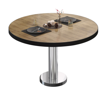 BML | Mesa de salón bistro | Ø:H 70 x 38,5 cm | roble / acero inoxidable