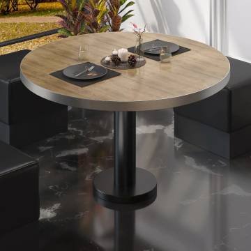 BML | Mesa de salón bistro | Ø:H 70 x 38,5 cm | roble / negro