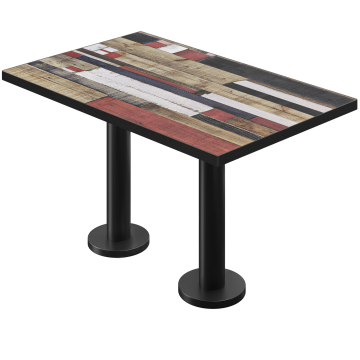 BML | Mesa doble Bistro | 110 x 60 x 74,5 cm | Rectangular | Colorido Vintage / Negro