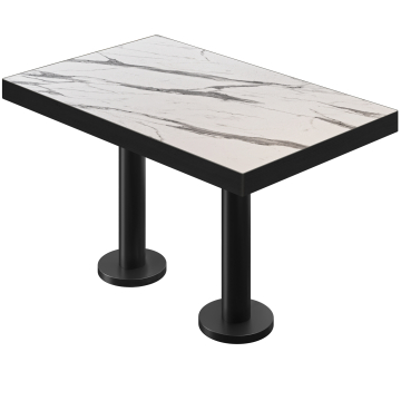 BML | Mesa doble Bistro | 110 x 60 x 77 cm | Rectangular | Mármol blanco / Negro