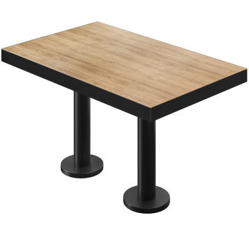 BML | Mesa doble Bistro | 130 x 80 x 77 cm | Rectangular | Roble / Negro