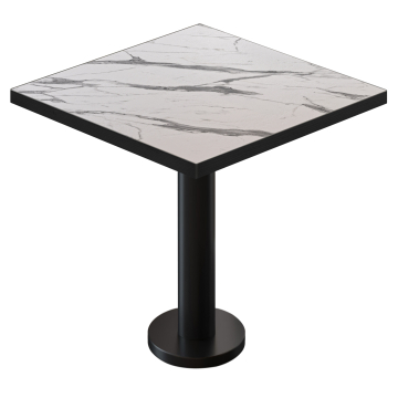 BML | Table Bistro | 60 x 60 x 74,5 cm | Carré | Blanc Marbre / Noir