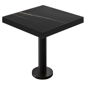 BML | Table Bistro | 60 x 60 x 77 cm | Carré | Marbre noir / Noir