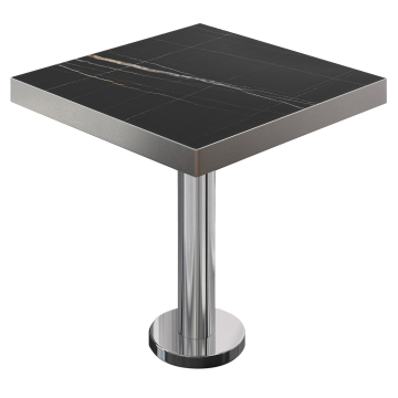 BML | Table Bistro | 80 x 80 x 77 cm | Carré | Marbre noir / Acier inoxydable