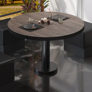 BML | Table de salon Bistro | Ø:H 80 x 38,5 cm | Light Wenge / Noir