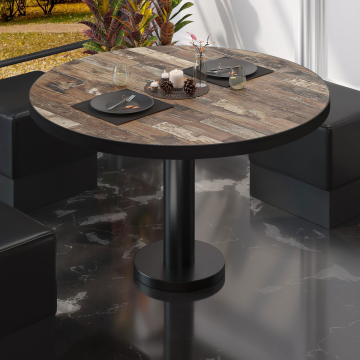 BML | Table de salon Bistro | Ø:H 80 x 38,5 cm | Vintage Old / Noir