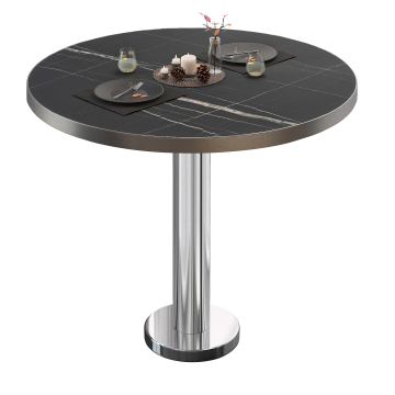 BML | Tavolo da bistrot | Ø:H 70 x 75 cm | Marmo nero / acciaio inox | Rotondo