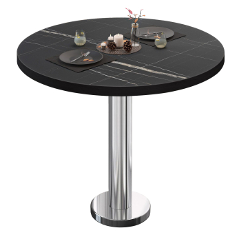 BML | Tavolo da bistrot | Ø:H 70 x 75 cm | Marmo nero / acciaio inox | Rotondo