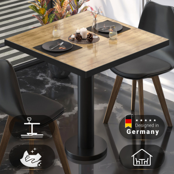 BML | Bistro Tisch | 60 x 60 x 74,5 cm | Quadratisch | Schwarzer Rand | Eiche / Schwarz