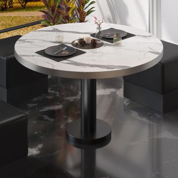 BML | Bistro salongbord | Ø:H 60 x 39 cm | Hvit marmor/svart