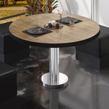 BML | Bistro salongbord | Ø:H 70 x 38,5 cm | Eik / rustfritt stål