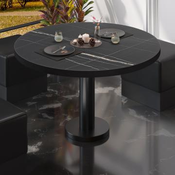 BML | Bistro salongbord | Ø:H 70 x 38,5 cm | Svart marmor/svart