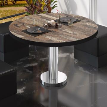 BML | Bistro salongbord | Ø:H 70 x 38,5 cm | Vintage gammelt / rustfritt stål