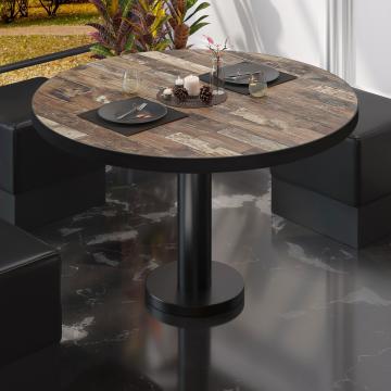 BML | Bistro salongbord | Ø:H 70 x 38,5 cm | Vintage gammel / svart