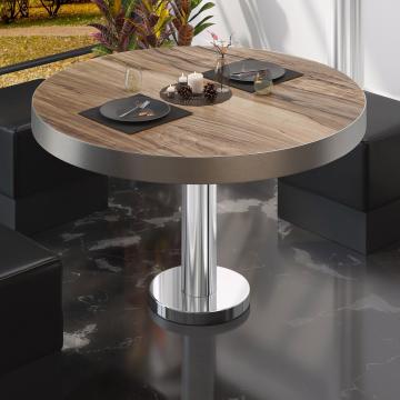 BML | Bistro lounge table | Ø:H 80 x 41 cm | Sheesham / stainless steel