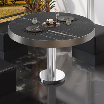 BML | Bistro lounge table | Ø:H 80 x 41 cm | Black marble / stainless steel