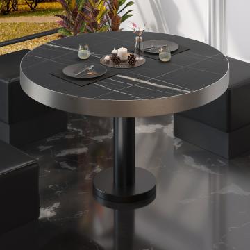 BML | Bistro Lounge Table | Ø:H 80 x 41 cm | Black Marble / Black