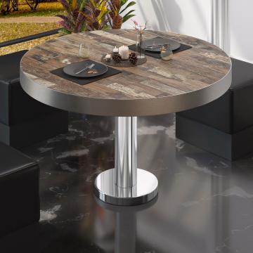 BML | Bistro lounge table | Ø:H 80 x 41 cm | Vintage Old / stainless steel