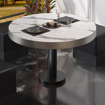 BML | Bistro lounge table | Ø:H 80 x 41 cm | White marble / Black