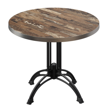 BMLG | Bistro Tisch | Ø 60 x 75 cm | Rund | Edelstahl Rand | Vintage Old / Schwarz