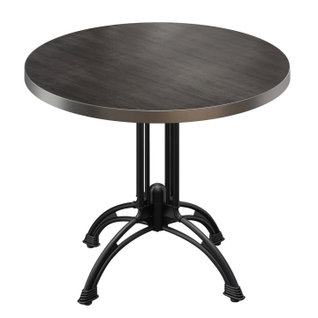 BMLG | Bistro Tisch | Ø 60 x 75 cm | Rund | Edelstahl Rand | Wenge / Schwarz