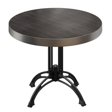 BMLG | Bistro Tisch | Ø 60 x 77 cm | Rund | Edelstahl Rand | Weiß Marmor / Schwarz