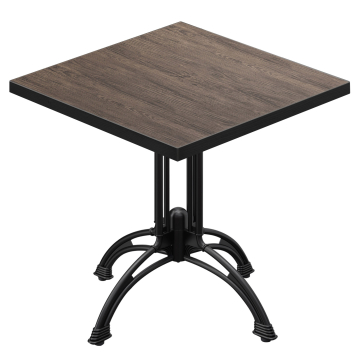 BMLG | Bistro Tisch | 70 x 70 x 75 cm | Quadratisch | Schwarzer Rand | Light Wenge / Schwarz