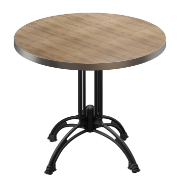 BMLG | Bistro Tisch | Ø 70 x 75 cm | Rund | Edelstahl Rand | Eiche / Schwarz