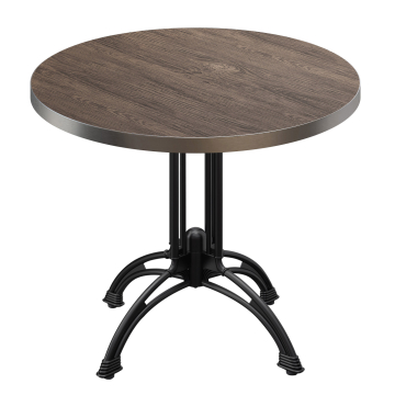 BMLG | Bistro Tisch | Ø 70 x 75 cm | Rund | Edelstahl Rand | Light Wenge / Schwarz