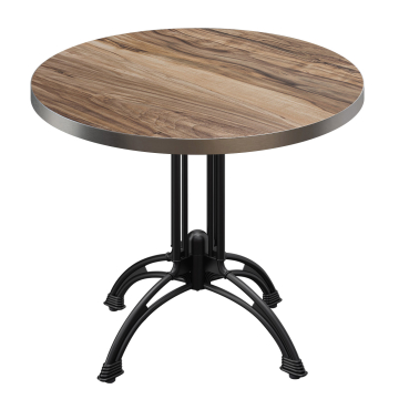 BMLG | Bistro Tisch | Ø 70 x 75 cm | Rund | Edelstahl Rand | Sheesham / Schwarz