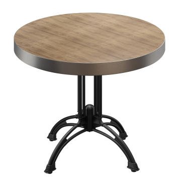 BMLG | Bistro Tisch | Ø 70 x 77 cm | Rund | Edelstahl Rand | Eiche / Schwarz