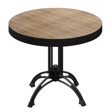 BMLG | Bistro Tisch | Ø 70 x 77 cm | Rund | Schwarzer Rand | Eiche / Schwarz