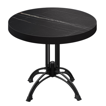 BMLG | Bistro Tisch | Ø 70 x 77 cm | Rund | Schwarzer Rand | Schwarz Marmor / Schwarz