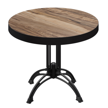 BMLG | Bistro Tisch | Ø 70 x 77 cm | Rund | Schwarzer Rand | Sheesham / Schwarz