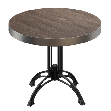 BMLG | Bistro Tisch | Ø 80 x 77 cm | Rund | Edelstahl Rand | Light Wenge / Schwarz