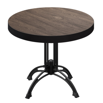 BMLG | Bistro Tisch | Ø 80 x 77 cm | Rund | Schwarzer Rand | Light Wenge / Schwarz