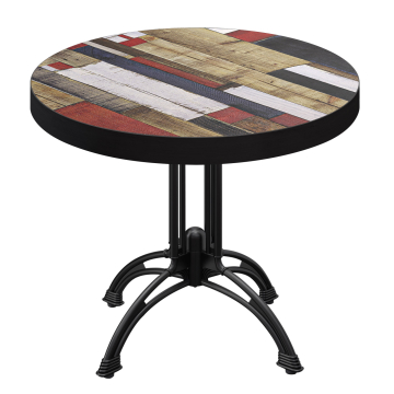 BMLG | Bistro Tisch | Ø 80 x 77 cm | Rund | Schwarzer Rand | Vintage Bunt / Schwarz