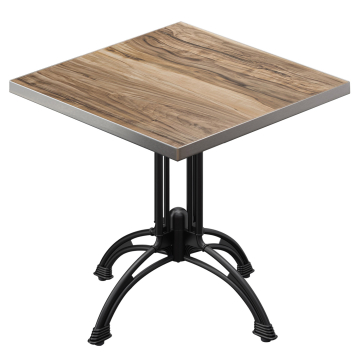 BMLG | Bistro Tisch | 80 x 80 x 75 cm | Quadratisch | Edelstahl Rand | Sheesham / Schwarz