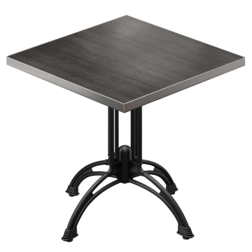 BMLG | Bistro Tisch | 80 x 80 x 75 cm | Quadratisch | Edelstahl Rand | Wenge / Schwarz