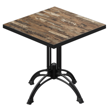 BMLG | Bistro Tisch | 80 x 80 x 75 cm | Quadratisch | Schwarzer Rand | Vintage Old / Schwarz