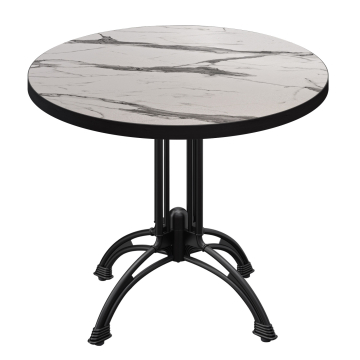 BMLG | Bistrobord | Ø 60 x 75 cm | Rund | Sort kant | Hvid marmor / Sort