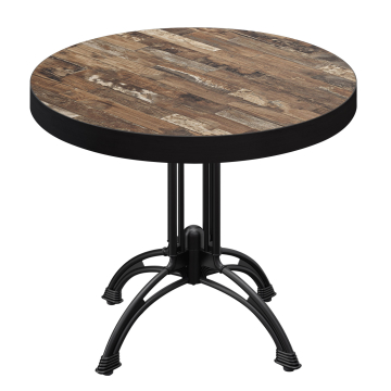 BMLG | Bistrobord | Ø 70 x 77 cm | Rund | Svart kant | Vintage gammel / svart