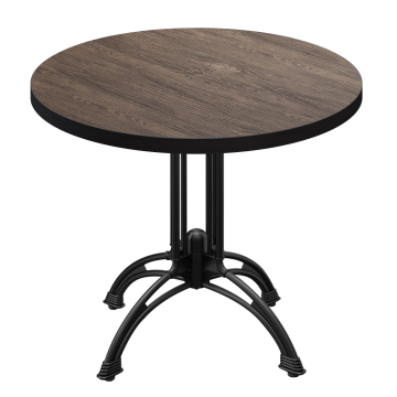 BMLG | Mesa de Bistro | Ø 70 x 75 cm | Redonda | Borde Negro | Wengué Claro / Negro