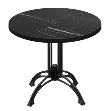 BMLG | Tavolo Bistro | Ø 70 x 75 cm | Rotondo | Bordo Nero | Marmo Nero / Nero
