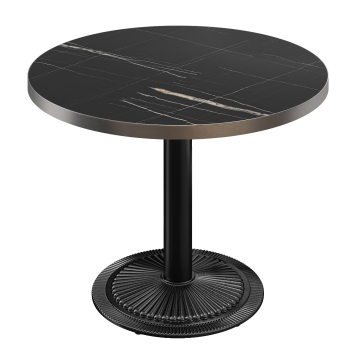 BMX | Bistro Bord | Ø 60 x 78,5 cm | Rund | Rustfrit Stål Rand | Sort Marmor / Sort