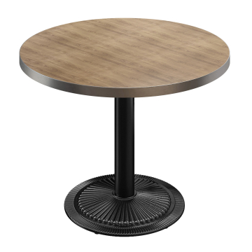 BMX | Bistro Bord | Ø 70 x 78,5 cm | Rund | Rustfrit Stål Kant | Eg / Sort